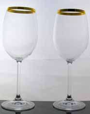 TOSCANY COSTA D’ORO Set of 2 Czech Crystal Red Wine Glasses 24k Gold 