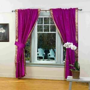  Indo Violet red Tab Top Sari Sheer Curtain (43 in. x 84 in 