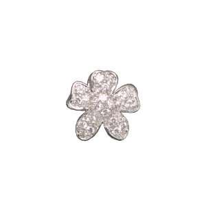  C.Z. FLOWER RHODIUM PLATED (.925) STERLING SILVER SLIDER Jewelry