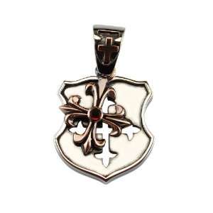   Fleury and Patonce Cross on a Royal Silver Shield Pendant Jewelry