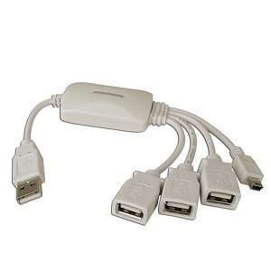  Kingwin USB 2.0 High Speed 4 Ports Mini Hub White+1 Mini USB 