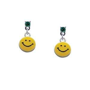   Smiley Face Emerald Swarovski Post Charm Earrings [Jewelry] Jewelry