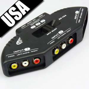 Way Audio Video AV RCA Switch Selector Box Splitter For XBOX PS3 PS2 