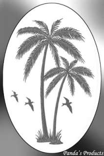 ETCHED GLASS DECAL Palm Tree L 21x33 Vinyl Etching  