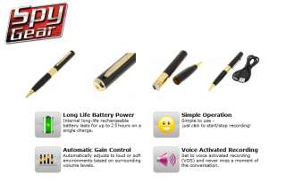   Gold Voice Recorder Pen Spy with Voice Activated Recording  