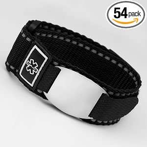 Medical ID Alert Velcro Sport Strap Bracelet with Engravable Stainless 