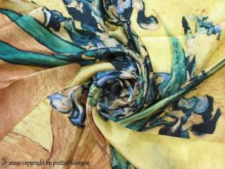 Art Square 100% Silk Scarf Van Gogh Vase with Irises  