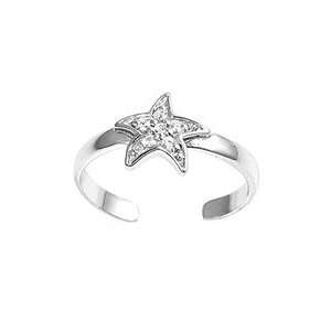   Cubic Zirconia Starfish Or Celestial Star Adjustable Toe Ring Jewelry