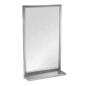   ™ Inter Lok Stainless Steel Mirror W/ Shelf   Plate Glass   24 X 48