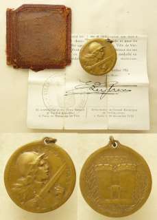   Verdun Medal of Recognition by Seraphin E.Vernier w/Orig.Paper  