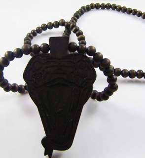 wooden snake pendant good wood style long men rosary beaded necklace 