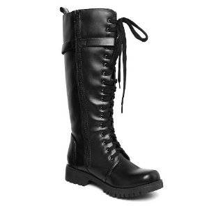 Volatile Black Strap Combat Boots