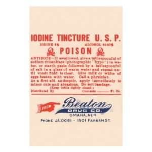 Iodine Tincture U.S.P.   Poison Premium Poster Print, 18x24