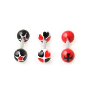  Set of 3 Acrylic Tongue Rings   14g Jewelry