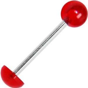  Red Acrylic Half Ball Barbell Tongue Ring Jewelry