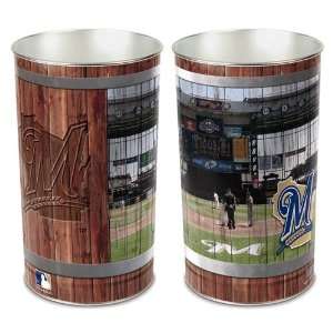   Brewers Waste Paper Trash Can   MLB Trash Cans