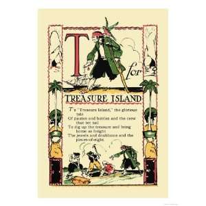  T for Treasure Island Giclee Poster Print by Tony Sarge 