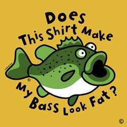  Fat Bass   On Mustard t shirt by Fishboy Clothing