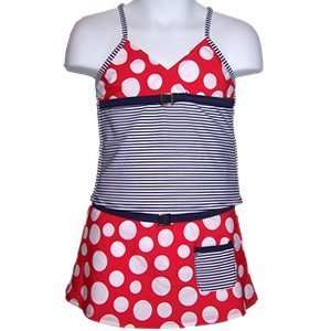 Claesens Swimsuit Tankini Red White Blue   Girls Size 6 Medium (6 7 