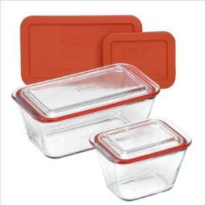   and Store Glass Vessel Set with Red Plastic Cover