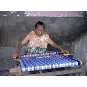 Woman Weaving Ikat Cloth, Lamalera Island, Indonesia, Southeast Asia 