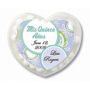 Wedding Favors Blue Floral Design Quinceanera Personalized Heart 