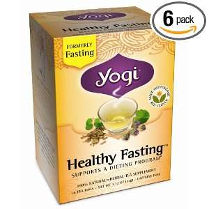 Yogi Healthy Fasting, Herbal Tea Supplement, 16 Count Tea Bags (Pack 