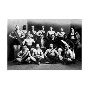  Team of Champion Russian Wrestlers 12x18 Giclee on canvas 